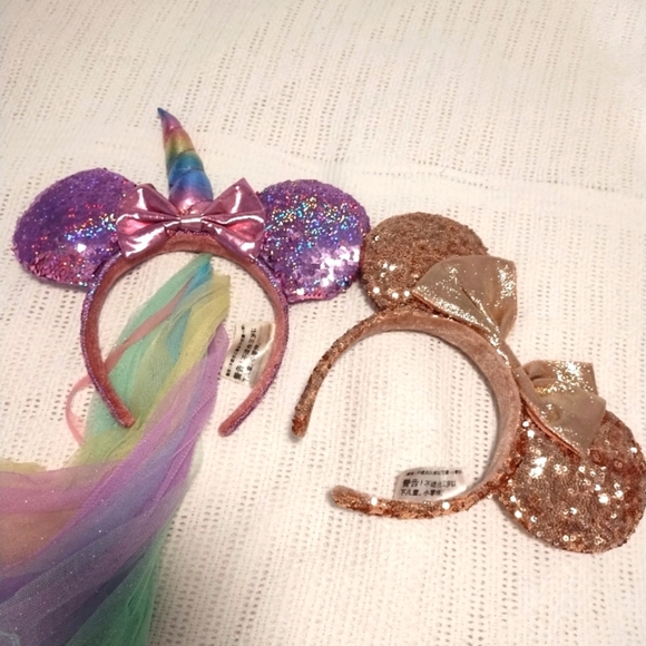 Set (2) Disney Sequin Unicorn and Mouse Ear Headbands - Picture 1 of 11